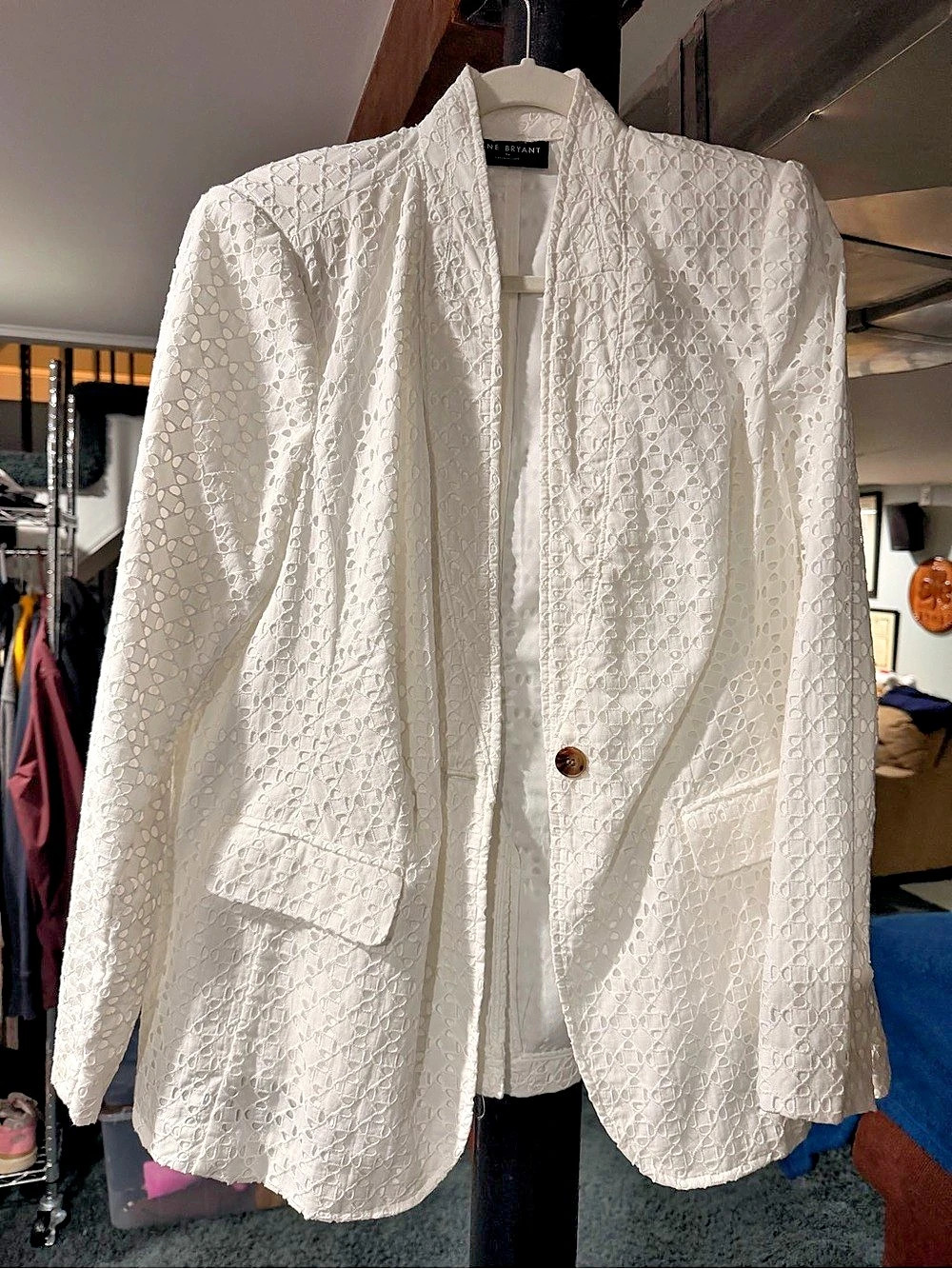Lane Bryant Women's Textured Blazer in White Size 16 Like New